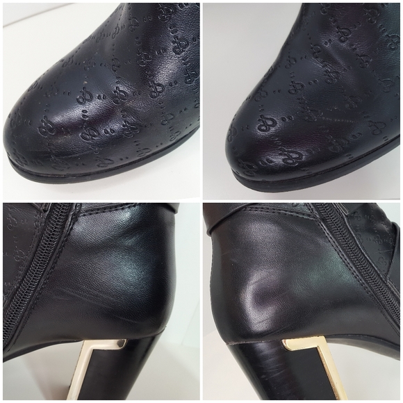 FELLINI🔥Black Knee High| Round Toe|Block Goden Heels - Picture 14 of 15